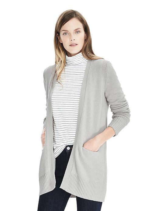 Banana Republic Womens Relaxed Button Back Cardigan - Pearl Grey