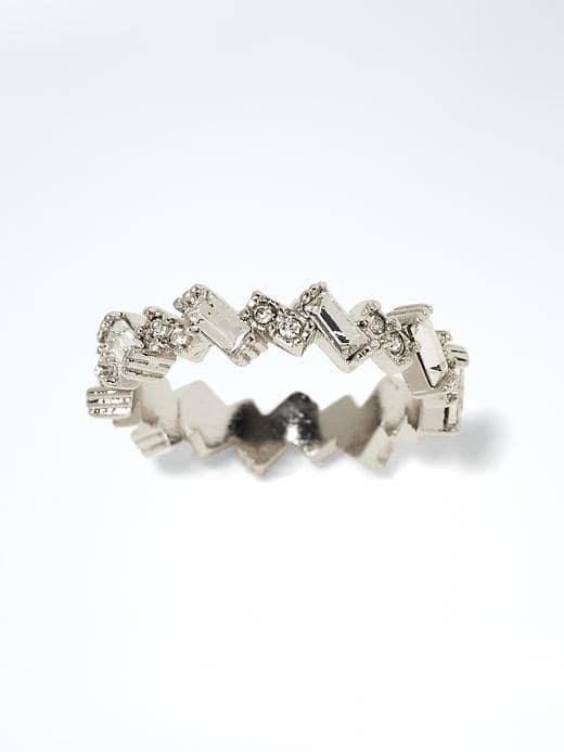 Banana Republic Crystal Cut Band Ring - Silver