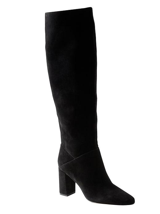 Banana Republic Womens Suede Tall Slouchy Boot Black Suede Size 9