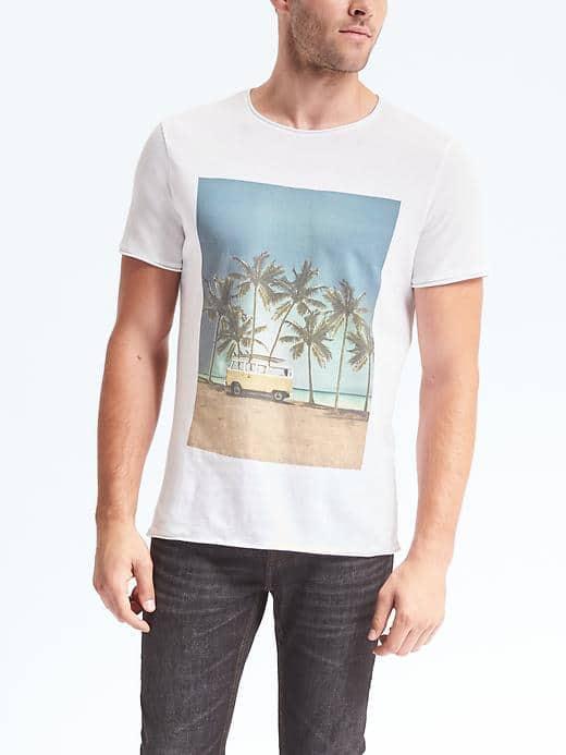 Banana Republic Mens Camper Van Graphic Tee - White