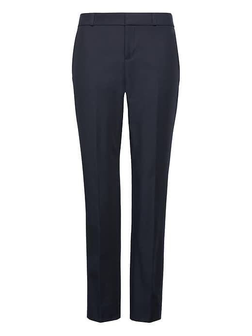Banana Republic Womens Petite Ryan Slim Straight-fit Machine-washable Bi-stretch Pant Navy Size 8