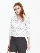 Banana Republic Womens Riley Fit Floral Print Shirt Size 0 - White Print
