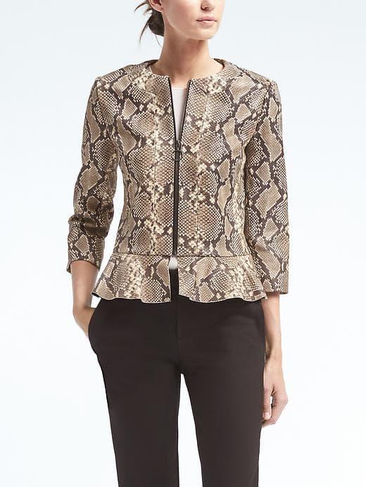 Banana Republic Womens Limited Edition Ruffle Hem Leather Jacket - Neutral