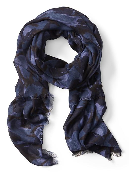 Banana Republic Womens Camouflage Print Rectangle Scarf Navy Size One Size