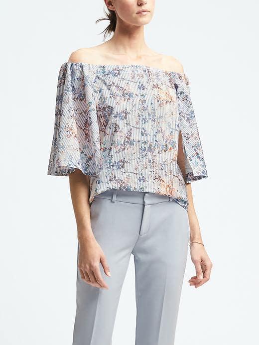 Banana Republic Womens Structured Off Shoulder Top - Blue Train