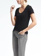Banana Republic Short Sleeve Modal Scoop Tee - Black