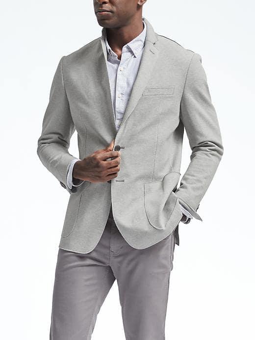 Banana Republic Mens Slim Heather Gray Knit Sport Coat - Heather Gray