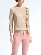 Banana Republic Womens Shine Ruffle Front Pullover - Gold Lichen