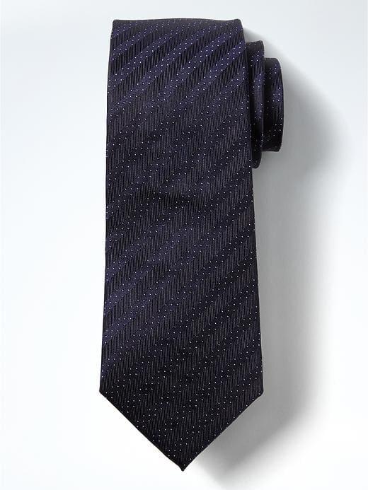 Banana Republic Dot Stripe Silk Nanotex Tie - Navy