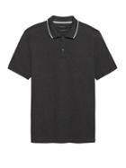 Banana Republic Mens Luxury-touch Tipped Polo Shirt Heather Charcoal Gray Size S