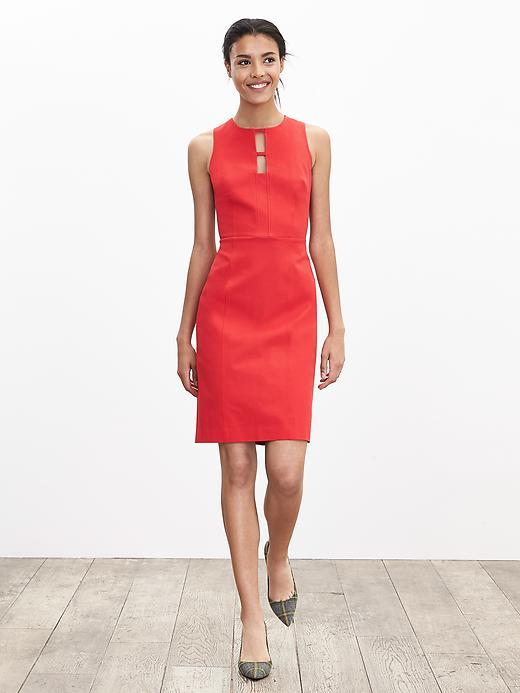Banana Republic Sloan Fit Cutout Sheath Size 0 Petite - New Vermillion