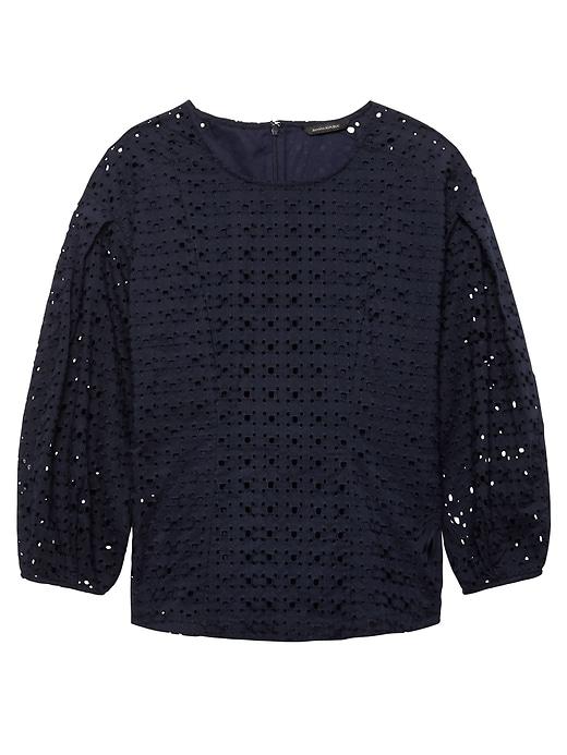 Banana Republic Womens Eyelet Bubble-sleeve Top Navy Size Xs