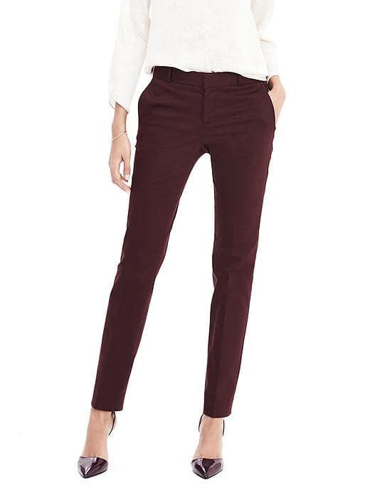 Banana Republic Womens Ryan Fit Slim Stretch Pant - Burgundy