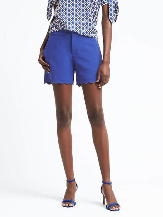 Banana Republic Womens Ryan Fit Scallop Short - Royal Blue