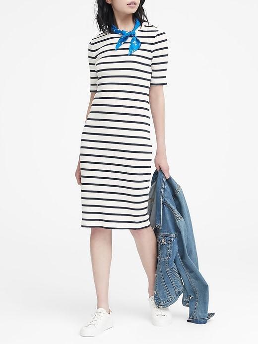 Banana Republic Stripe Ribbed T-shirt Dress