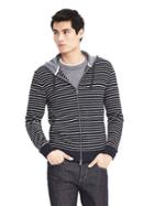 Banana Republic Mens Striped Zippered Hoodie - Navy