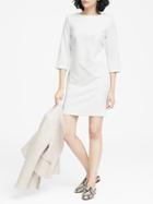 Banana Republic Womens Button-shoulder Shift Dress White Size 8
