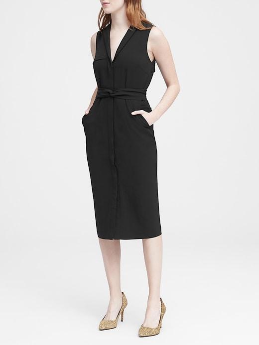 Banana Republic Womens Petite Trench Dress Black Size 0