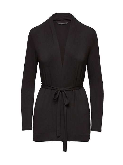 Banana Republic Womens Soft Sustainable Modal Belted Cardigan Black Size S