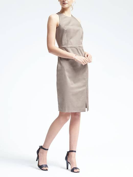 Banana Republic Womens Sateen Sheath - Moonbeam Grey