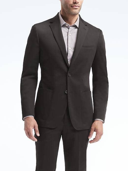 Banana Republic Mens Standard Black Stretch Cotton Suit Jacket - Black