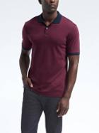 Banana Republic Mens Luxury Touch Mini Stripe Polo - Navy Pine