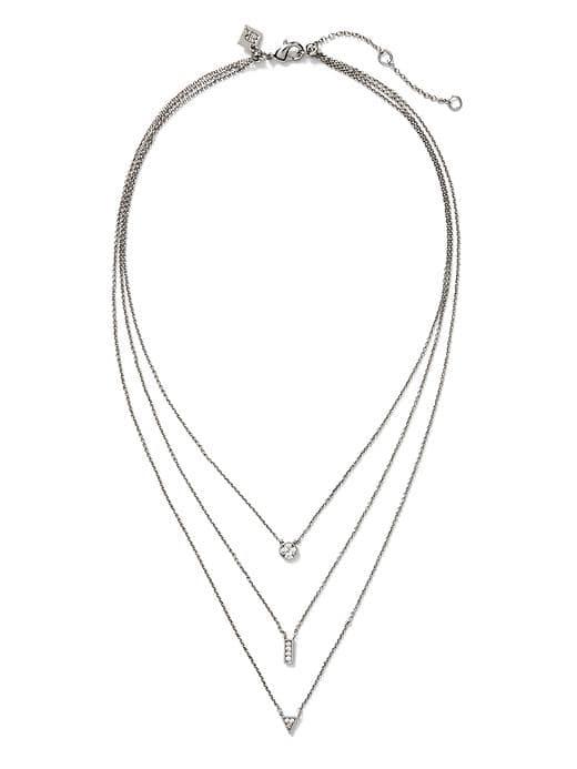 Banana Republic Mixed Shapes Built In Necklace - Silver