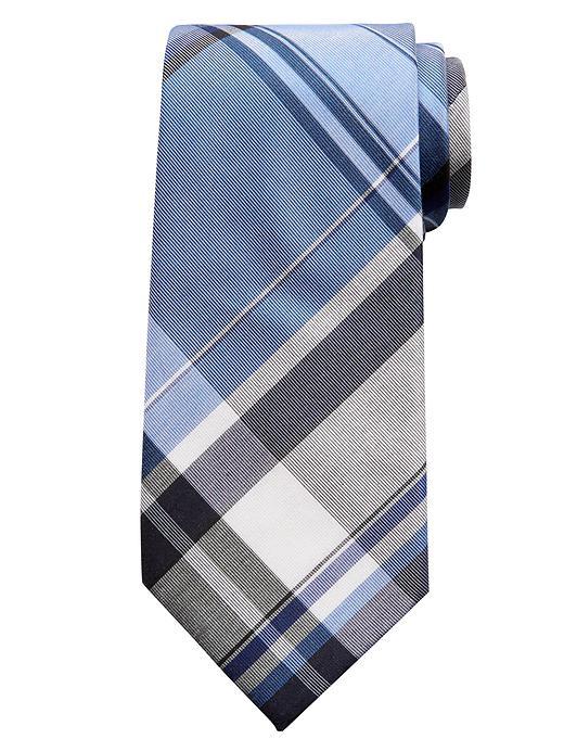 Banana Republic Mens Diagonal Print Plaid Tie Size One Size - Navy