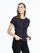Banana Republic Darby Grosgrain Trip Tee Shirt - Navy