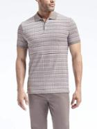 Banana Republic Mens Slim Pique Large Grid Polo - Grey