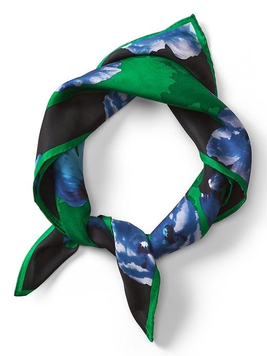 Banana Republic Womens Vibrant Floral Small Square Silk Scarf Green Size One Size