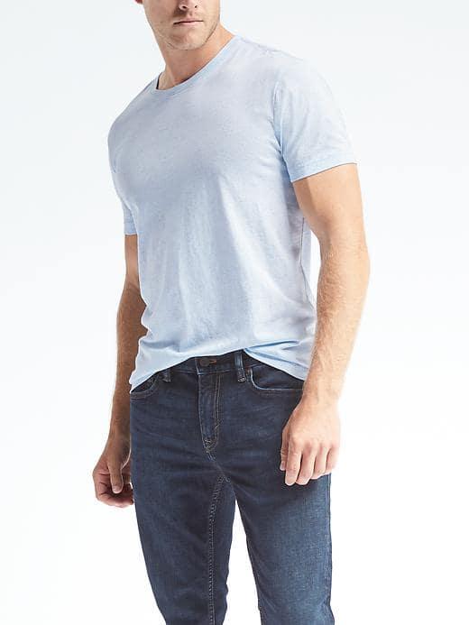 Banana Republic Mens Heathered Soft Wash Tee - Light Blue Heather