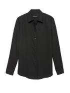 Banana Republic Womens Dillon Classic-fit Tencel Shirt Black Size Xxs