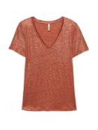 Banana Republic Womens Linen V-neck T-shirt Metallic Copper Size M
