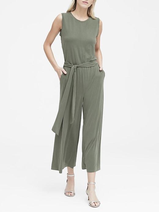 Banana Republic Petite Sandwash Modal Cropped Wide-leg Jumpsuit