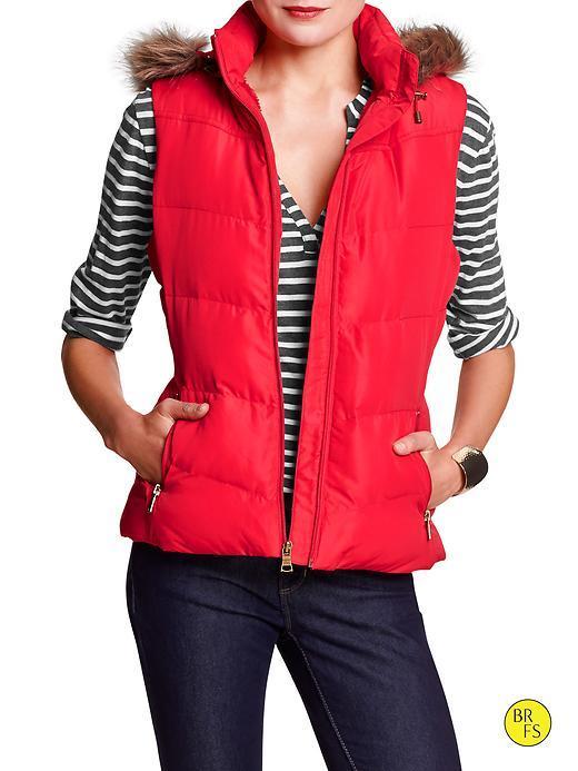 Banana Republic Factory Faux Fur Puffer Vest - Pure Red