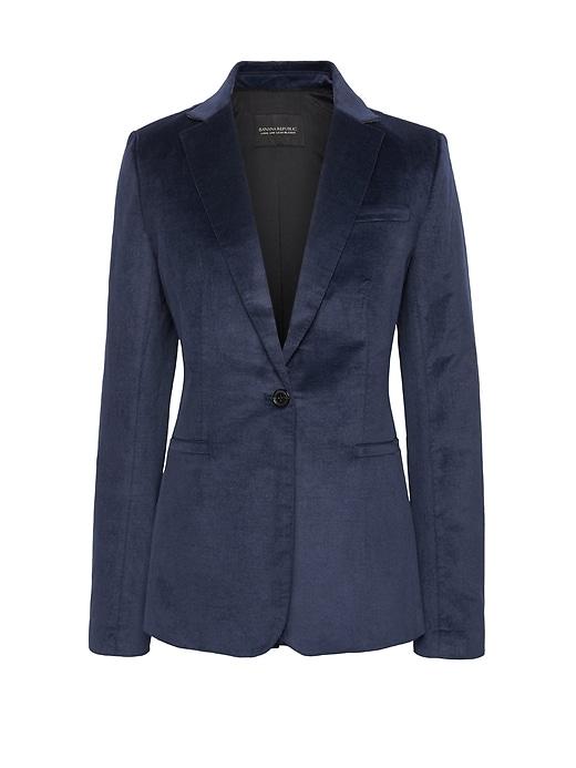 Banana Republic Womens Long And Lean-fit Solid Velvet Blazer Navy Blue Size 0