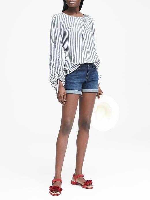 Banana Republic Womens Roll-up Medium Wash 6 Denim Short Medium Indigo Size 10