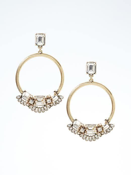 Banana Republic Geo Burst Statement Hoop Earrings - Gold
