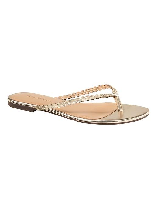 Banana Republic Womens Scallop Sandal Gold Leather Size 10