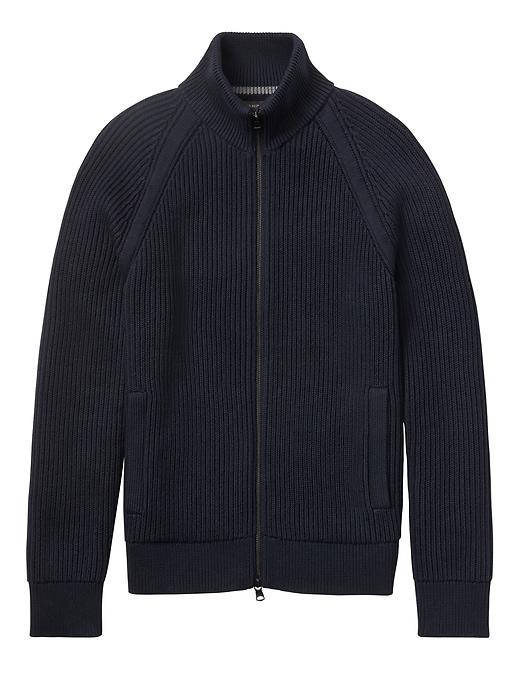 Banana Republic Mens Supima Cotton Ribbed Sweater Jacket Navy Size L