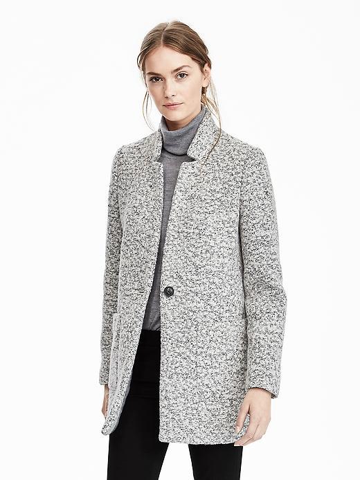 Banana Republic Womens Collarless Boucle Jacket Size L - Gray Texture