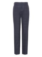 Banana Republic Mens Slim Non-iron Stretch Cotton Plaid Pant Navy Size 33w