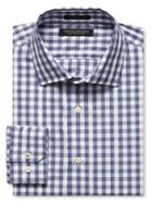 Banana Republic Mens Camden Fit Supima Cotton Gingham Shirt Size L Tall - Damselfish Blue