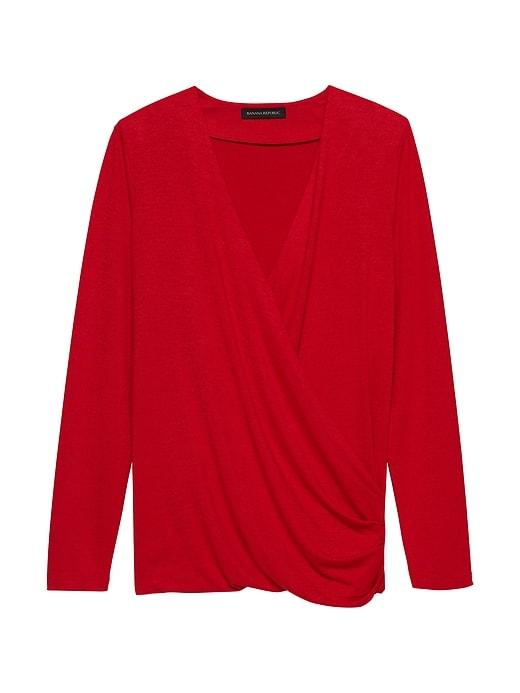 Banana Republic Womens Luxespun Wrap-front T-shirt Top Ultra Red Size Xs