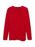 Banana Republic Womens Luxespun Wrap-front T-shirt Top Ultra Red Size Xs