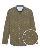Banana Republic Mens Camden Standard-fit Luxe Poplin Zebra Print Shirt Fancy Zebra Size M