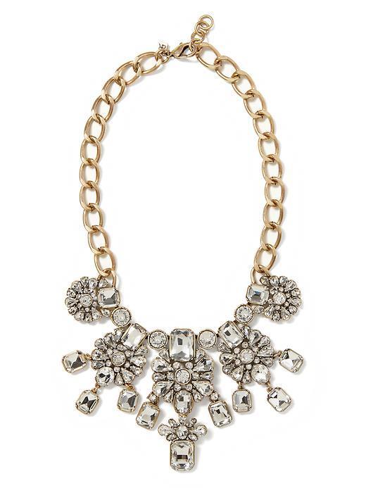 Banana Republic Silver Seas Statement Necklace - Clear Crystal