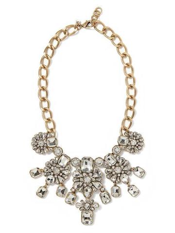 Banana Republic Silver Seas Statement Necklace - Clear Crystal