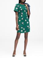 Banana Republic Womens Floral Fit-and-flare Dress Green Print Size 16